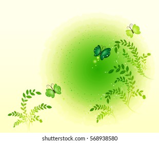 Flower Background_Butterfly in the green forest