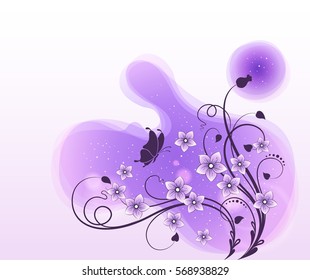 Flower Background_Flower vine and butterfly