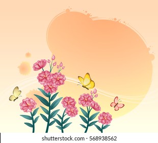 Flower Background_Flowers and butterflies