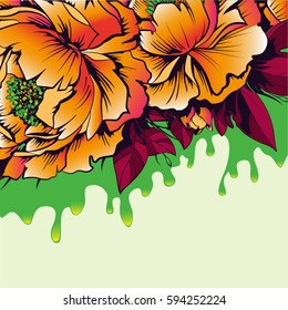 Flower background.Place for text.Magnificent flowers.Splash