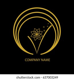 Flower badge in circle.Vector illustration