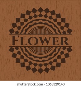 Flower badge with wood background