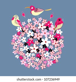 Flower ball and birds