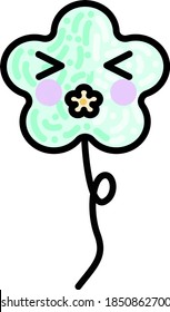 Globo de flores con cara, ilustración, vector sobre fondo blanco