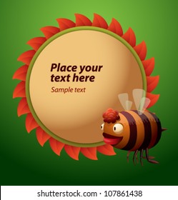 Flower banner with bee, vector 02