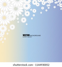 Flower  banner with drop shadows on gradient  background template. Vector illustration, art, design element.