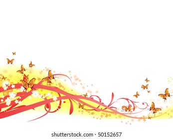 Flower banner. Warm colors