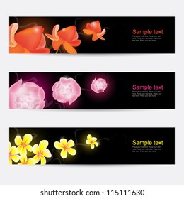 Flower banners on black background