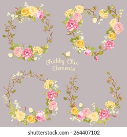 Flower Banners and Tags - for your design and scrapbook - in vector 