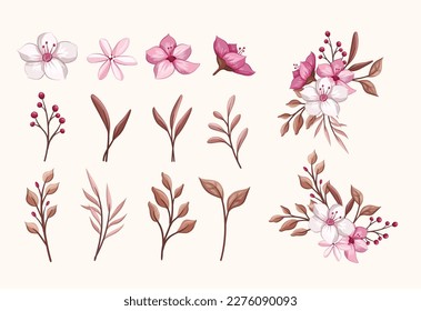 Flower banquet leaf vector element background collections