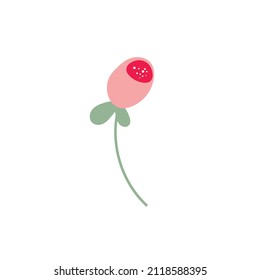 Flower based on traditional folk art ornaments. Isolated colorful scandy flowers. Scandinavian style. Sweden nordic style. Vector illustration. Simple minimalistic nature element.
