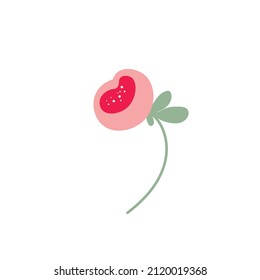 Flower based on traditional folk art ornaments. Isolated colorful scandy flowers. Scandinavian style. Sweden nordic style. Vector illustration. Simple minimalistic nature element.