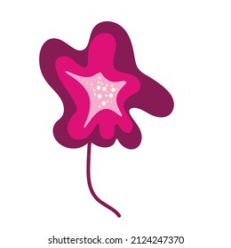 Flower based on traditional folk art ornaments. Isolated colorful scandy flowers. Scandinavian style. Sweden nordic style. Vector illustration. Simple minimalistic nature element.