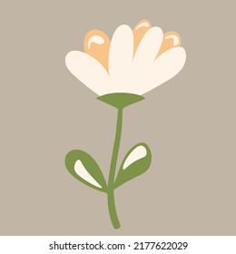 Flower based on traditional folk art ornaments. Isolated colorful scandy flowers. Scandinavian style. Sweden nordic style. Vector illustration. Simple minimalistic nature element.