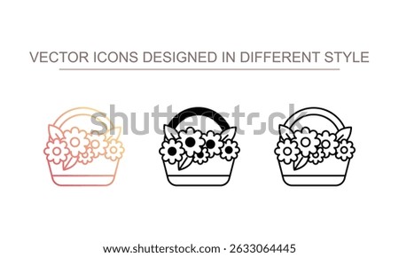 Flower basket icon design with white background stock illustration