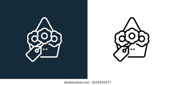 flower basket icon isolated on white and black colors. flower basket outline linear vector icon from flower shop collection for mobile apps, web and ui.