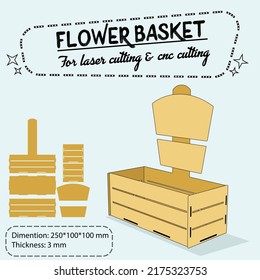 flower basket for laser cutting and cnc cutting svg