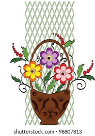 Flower in the basket , vector.