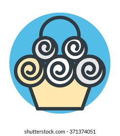 Flower Basket Vector Icon