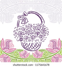 Flower basket. Vector illustration