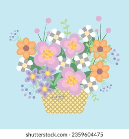 Flower basket vector image or clip art