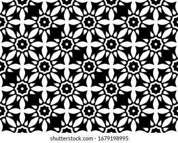 Flower batik pattern black and white. Beautiful ethnic pattern for clothes or book cover.