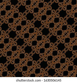 Flower batik pattern with points and curve line. Batik vector background. Traditional ornament. Ornament for fabric, wallpaper, packaging. Decorative print