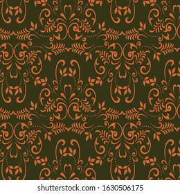 Flower batik pattern with points and curve line. Batik vector background. Traditional ornament. Ornament for fabric, wallpaper, packaging. Decorative print