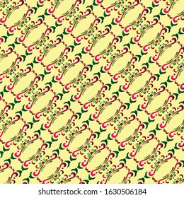 Flower batik pattern with points and curve line. Batik vector background. Traditional ornament. Ornament for fabric, wallpaper, packaging. Decorative print