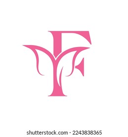 flower beautiful beauty logo letter F