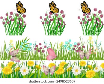 Flower Beautiful Flower with butterfly ,grass green   buterfly  land grass 