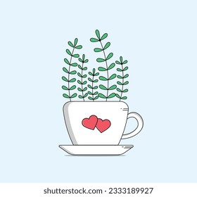 Flower in beautiful cup and flat design vector illustration