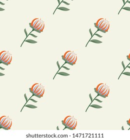 Flower in beautiful style on light background. Simple design background. Abstract art background. Modern style. Summer garden. Set leaf. Flat design. Decorative floral pattern. Vector illustration.