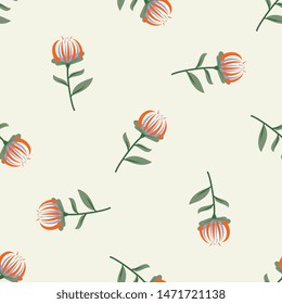 Flower in beautiful style on light background. Simple design background. Abstract art background. Modern style. Summer garden. Set leaf. Flat design. Decorative floral pattern. Vector illustration.