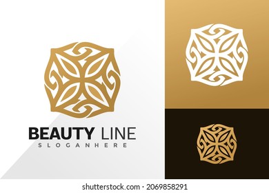 Flower beauty line logo vector design. Abstract emblem, designs concept, logos, logotype element for template