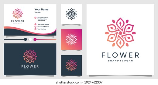 Flower beauty logo template and business card Premium Vector