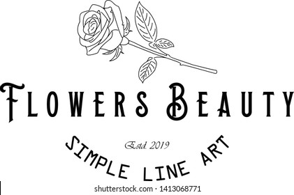 Flower Beauty Vintage Logo Simple Line Art