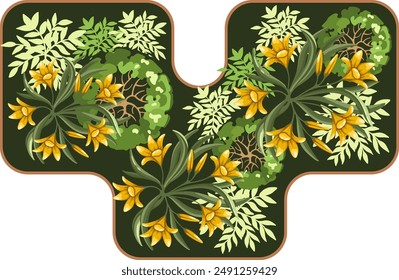 Flower bed for architectural floor plans. Entourage design. Elements for the landscape design plan. Vector illustration.