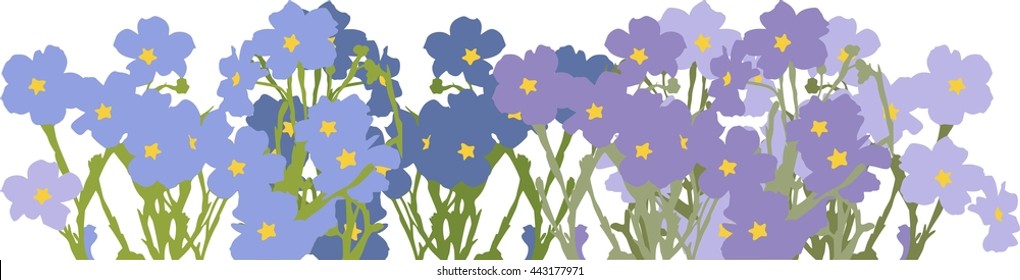Flower bed with blue flowers