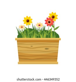 Flower Bed Icon In Cartoon Style Isolated On White Background. Plants Symbol