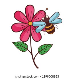 Flower and bee cartoon