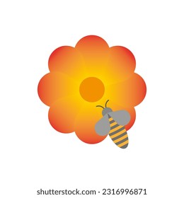 flor y abeja. Ilustración vectorial. Imagen de stock.