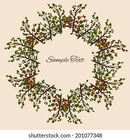 Flower and berries wreath with space for text
