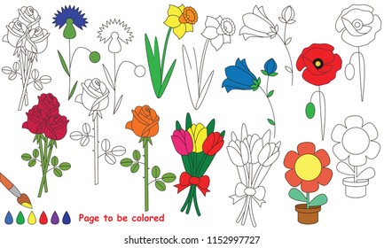 Flower Big Coloring Book to be colored, the coloring book for preschool kids with easy educational gaming level.