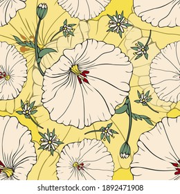 Blume bindete Unkraut. Garten und Wiesenblume. Nahtlose Vektorgrafik mit Blumen. Handzeichnung.