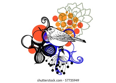 flower and bird