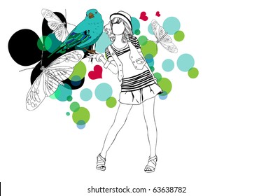 flower and bird