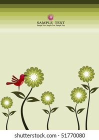 Flower, Bird Card Design