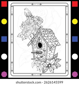 Flower and bird color by number coloring bppk for adults