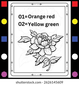 Flower and bird color by number coloring bppk for adults